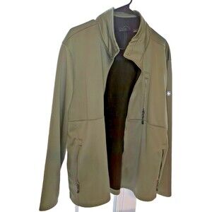 Swiss Tech Softshell Jacket Mens XL Olive Full Zip Pockets Mock Neck